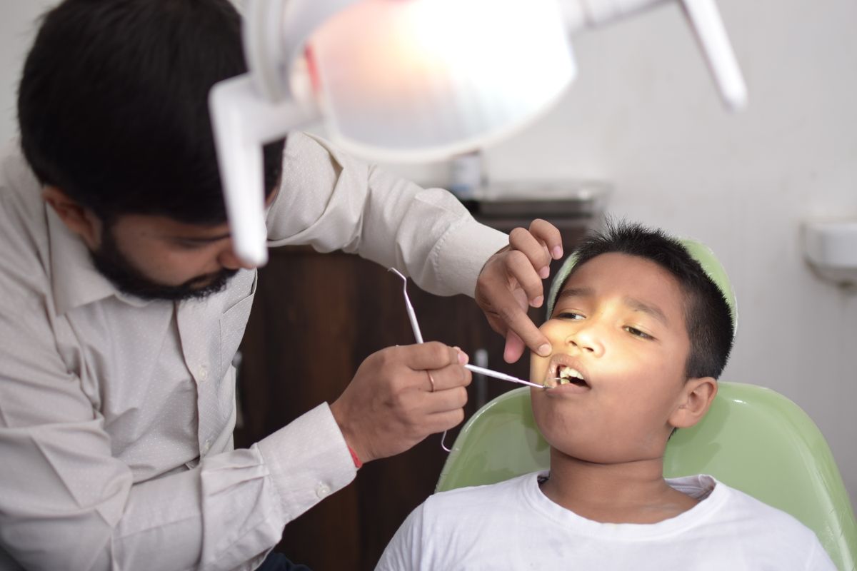 A young patient during a relaxed dental checkup